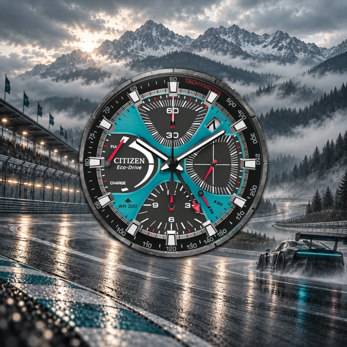 Citizen Tsuno Limited Edition – O mostrador funciona como um painel automobilístico.